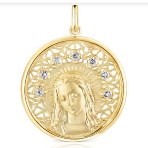 ISO Tous Gold Medallion Necklace with Crystal Details